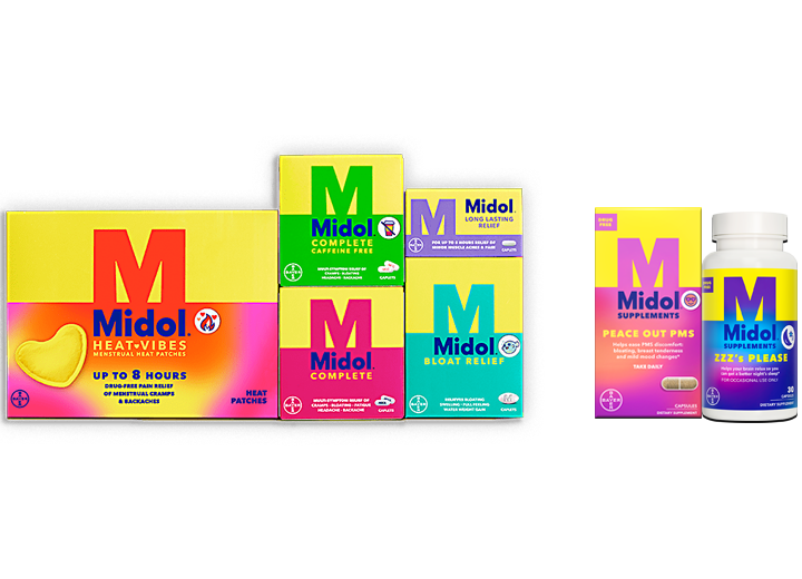 packages of Midol® and Midol® Supplements products